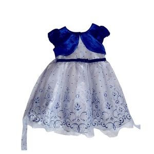 Beautiful velvet upper bodice sparkle dress. Navy and silver.